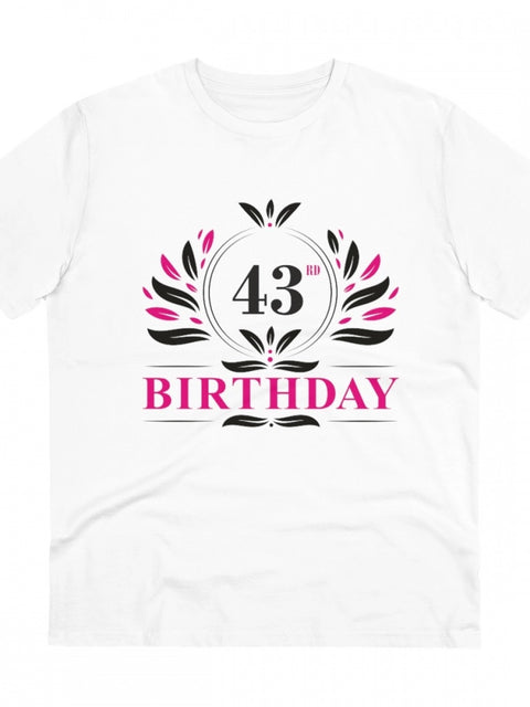 Generic Men's PC Cotton 43rd Birthday Printed T Shirt (Color: White, Thread Count: 180GSM)