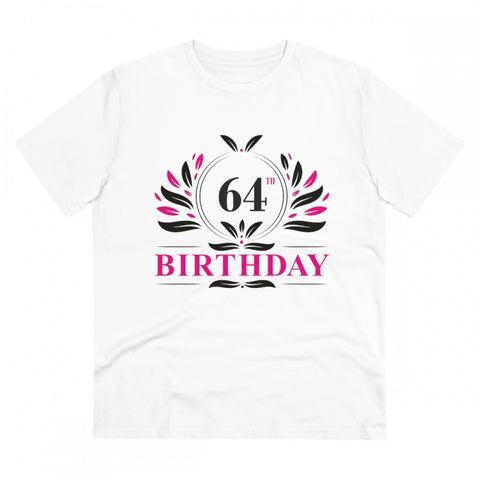 Generic Men's PC Cotton 64th Birthday Printed T Shirt (Color: White, Thread Count: 180GSM)
