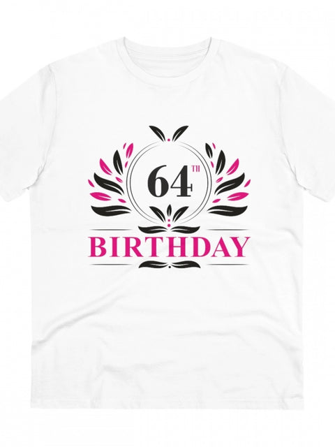 Generic Men's PC Cotton 64th Birthday Printed T Shirt (Color: White, Thread Count: 180GSM)