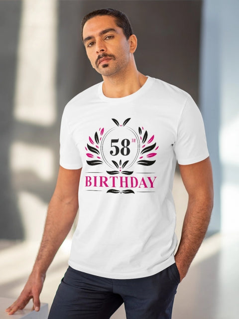 Generic Men's PC Cotton 58th Birthday Printed T Shirt (Color: White, Thread Count: 180GSM)