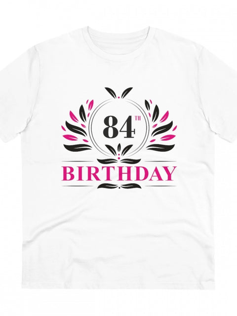 Generic Men's PC Cotton 84th Birthday Printed T Shirt (Color: White, Thread Count: 180GSM)