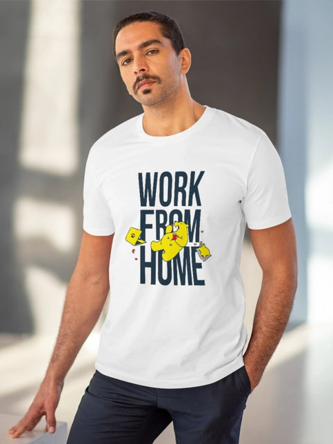 Generic Men's PC Cotton Work From Home Desing Printed T Shirt (Color: White, Thread Count: 180GSM)