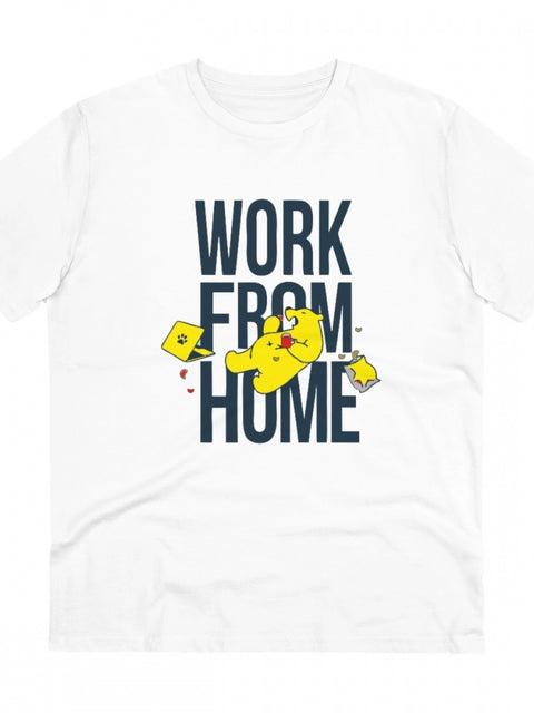 Generic Men's PC Cotton Work From Home Desing Printed T Shirt (Color: White, Thread Count: 180GSM)