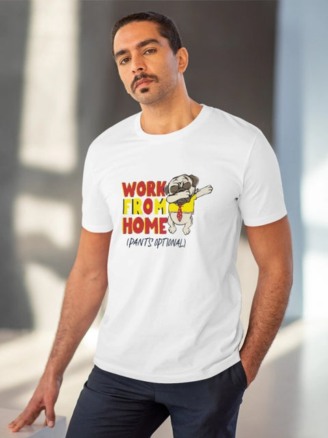 Generic Men's PC Cotton Work From Home Desing Printed T Shirt (Color: White, Thread Count: 180GSM)