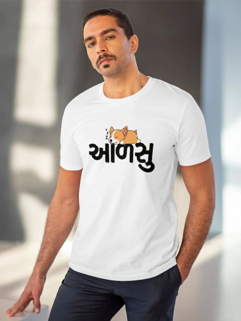 Generic Men's PC Cotton Aadsu Printed T Shirt (Color: White, Thread Count: 180GSM)