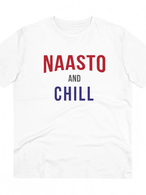 Generic Men's PC Cotton Nasto And Chill Printed T Shirt (Color: White, Thread Count: 180GSM)