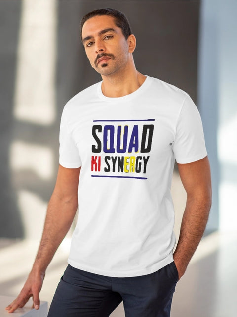 Generic Men's PC Cotton Squed Ki Syneagy Printed T Shirt (Color: White, Thread Count: 180GSM)