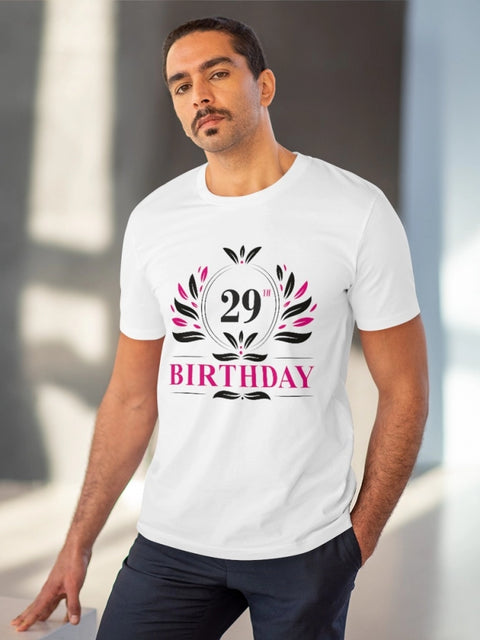 Generic Men's PC Cotton 29th Birthday Printed T Shirt (Color: White, Thread Count: 180GSM)