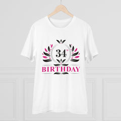 Generic Men's PC Cotton 34th Birthday Printed T Shirt (Color: White, Thread Count: 180GSM)