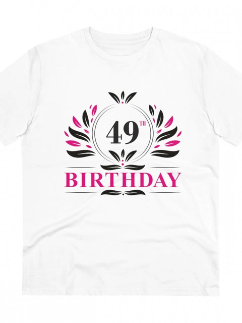 Generic Men's PC Cotton 49th Birthday Printed T Shirt (Color: White, Thread Count: 180GSM)