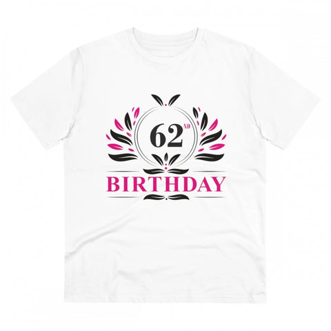 Generic Men's PC Cotton 62nd Birthday Printed T Shirt (Color: White, Thread Count: 180GSM)