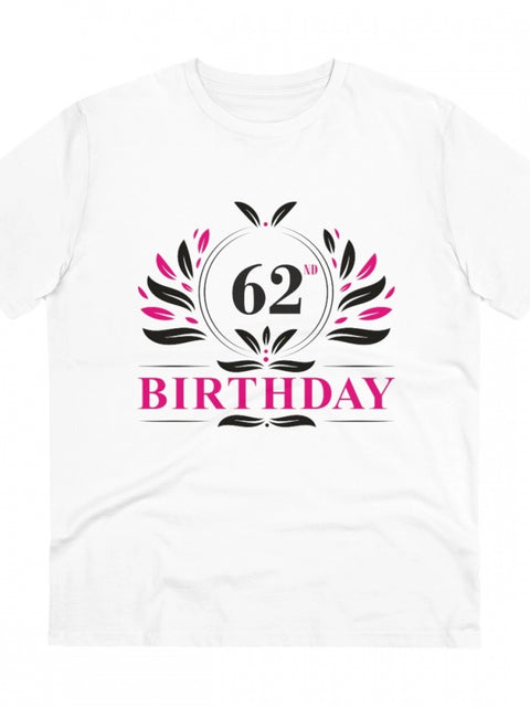 Generic Men's PC Cotton 62nd Birthday Printed T Shirt (Color: White, Thread Count: 180GSM)