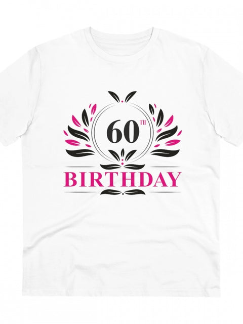 Generic Men's PC Cotton 60th Birthday Printed T Shirt (Color: White, Thread Count: 180GSM)