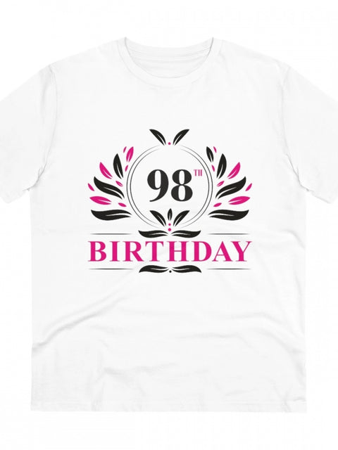 Generic Men's PC Cotton 98th Birthday Printed T Shirt (Color: White, Thread Count: 180GSM)