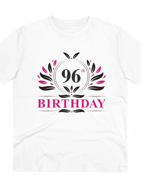 Generic Men's PC Cotton 96th Birthday Printed T Shirt (Color: White, Thread Count: 180GSM)