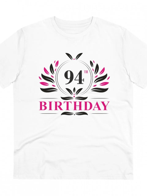Generic Men's PC Cotton 94th Birthday Printed T Shirt (Color: White, Thread Count: 180GSM)