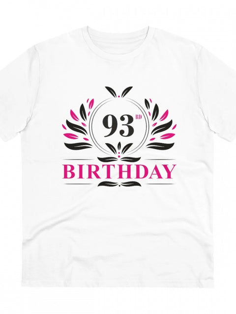 Generic Men's PC Cotton 93rd Birthday Printed T Shirt (Color: White, Thread Count: 180GSM)