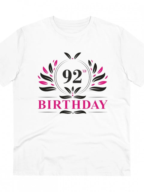 Generic Men's PC Cotton 92nd Birthday Printed T Shirt (Color: White, Thread Count: 180GSM)