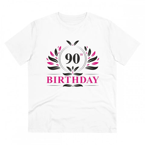Generic Men's PC Cotton 90th Birthday Printed T Shirt (Color: White, Thread Count: 180GSM)