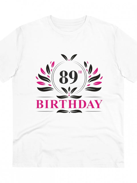 Generic Men's PC Cotton 89th Birthday Printed T Shirt (Color: White, Thread Count: 180GSM)
