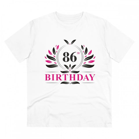 Generic Men's PC Cotton 86th Birthday Printed T Shirt (Color: White, Thread Count: 180GSM)