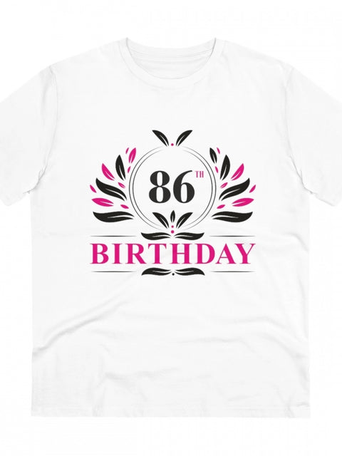 Generic Men's PC Cotton 86th Birthday Printed T Shirt (Color: White, Thread Count: 180GSM)
