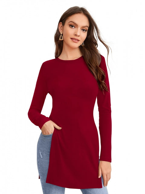 Generic Women's Western Wear Hosiery T Shirts (Maroon)