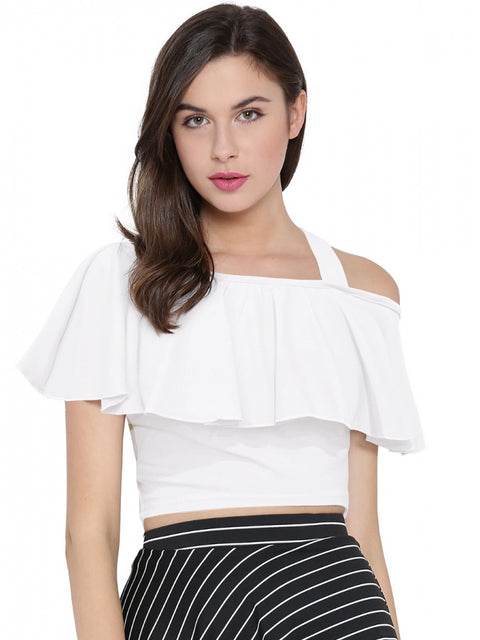 Generic Women's Western Wear Hosiery Crop Top (White)