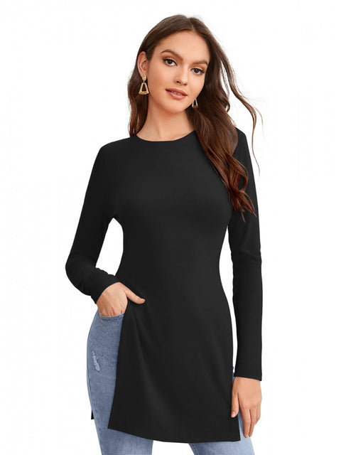 Generic Women's Western Wear Hosiery T Shirts (Black)