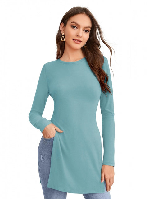 Generic Women's Western Wear Hosiery T Shirts (Light Blue)