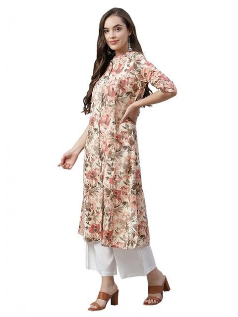 Women's Cotton Printed Floral Print Kurti (Multicolor, Cotton)