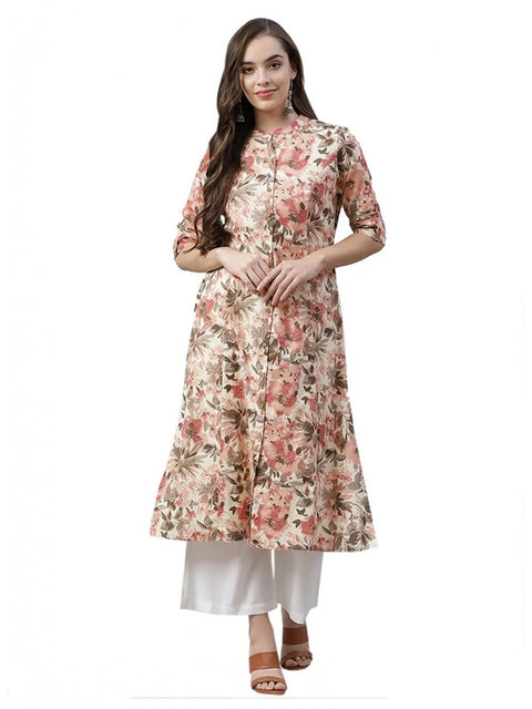 Women's Cotton Printed Floral Print Kurti (Multicolor, Cotton)