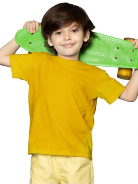 Boys Cotton Plain Half Sleeve TShirt (Yellow)