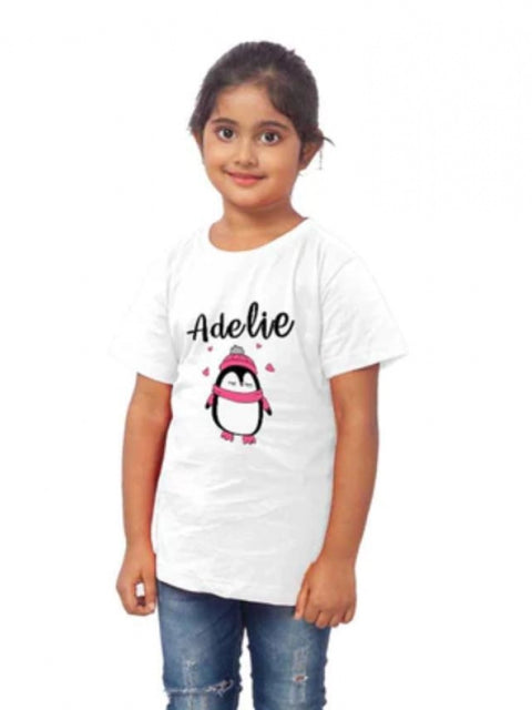 Generic Girls Cotton Adelie Half Sleeve TShirt (White)