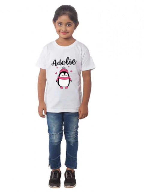 Generic Girls Cotton Adelie Half Sleeve TShirt (White)