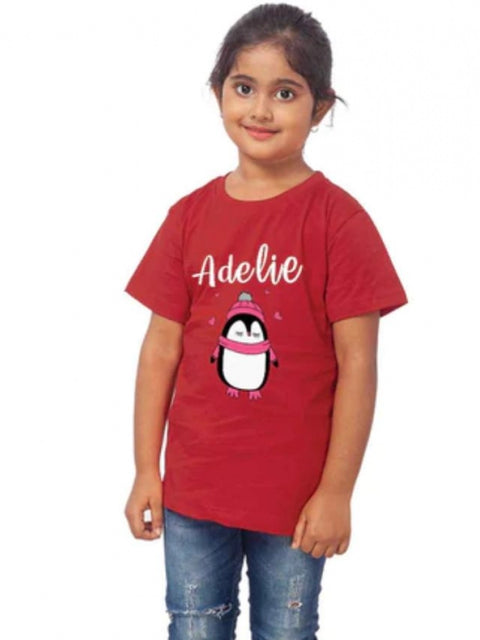 Generic Girls Cotton Adelie Half Sleeve TShirt (Maroon)