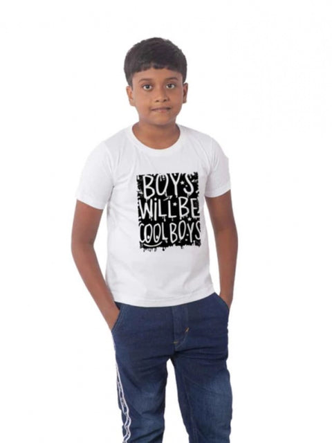 Generic Boys Cotton Will Be Cool Half Sleeve TShirt (White)