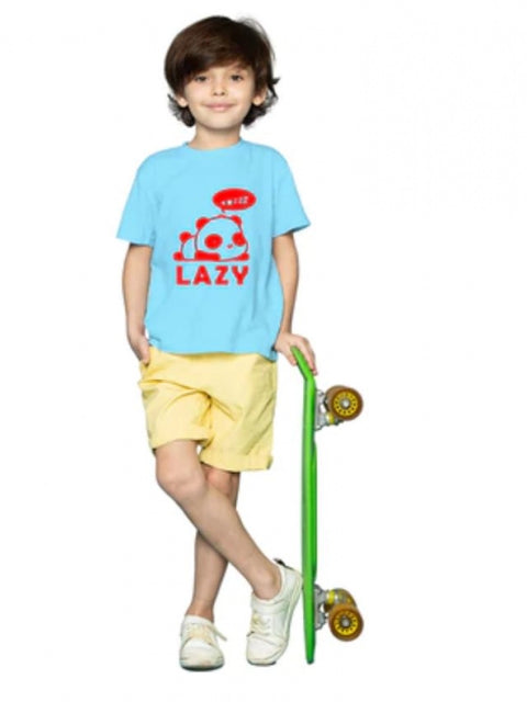 Generic Boys Cotton Lazy Half Sleeve TShirt (Sky Blue)