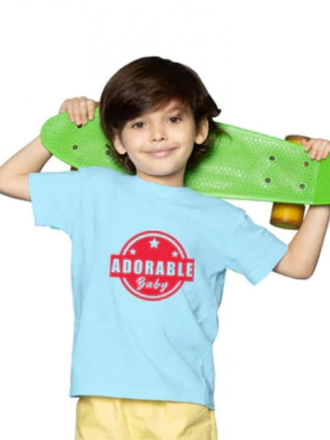 Generic Boys Cotton Adorable Baby Half Sleeve TShirt (Sky Blue)