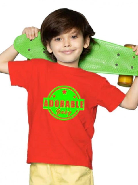 Generic Boys Cotton Adorable Baby Half Sleeve TShirt (Red)