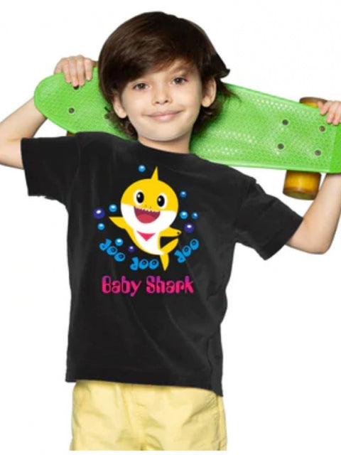Generic Boys Cotton Baby Shark Half Sleeve TShirt (Black)