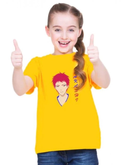 Generic Girls Cotton Akashi Half Sleeve TShirt (Yellow)