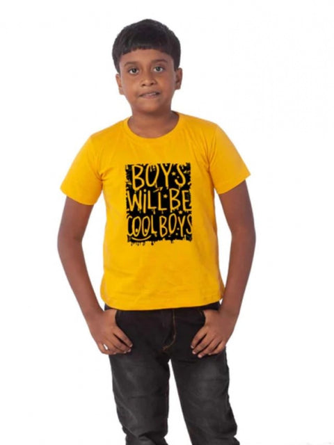 Generic Boys Cotton Will Be Cool Half Sleeve TShirt (Mustard)