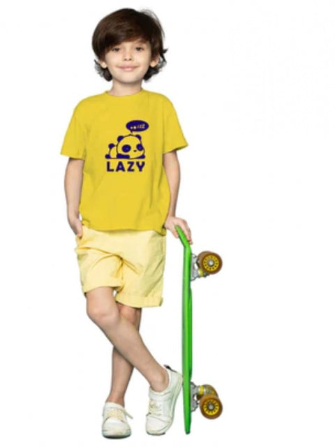 Generic Boys Cotton Lazy Half Sleeve TShirt (Mustard)