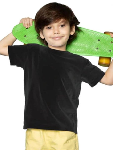 Boys Cotton Plain Half Sleeve TShirt (Black)