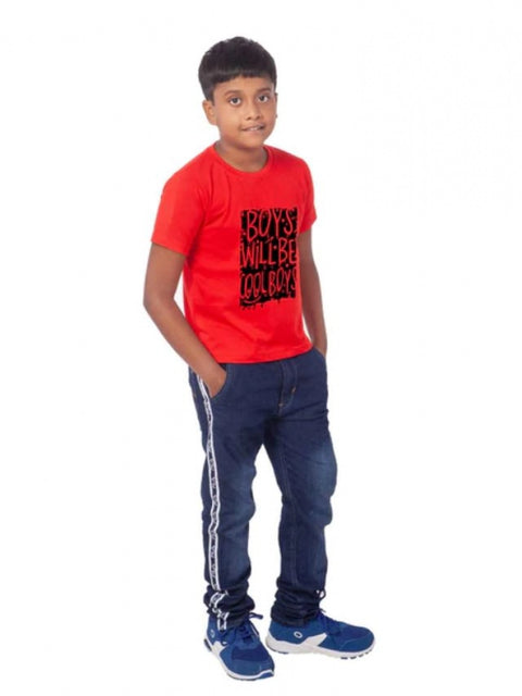 Generic Boys Cotton Will Be Cool Half Sleeve TShirt (Red)