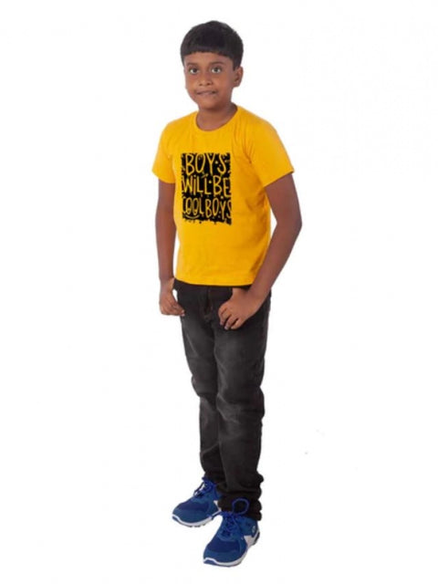 Generic Boys Cotton Will Be Cool Half Sleeve TShirt (Mustard)