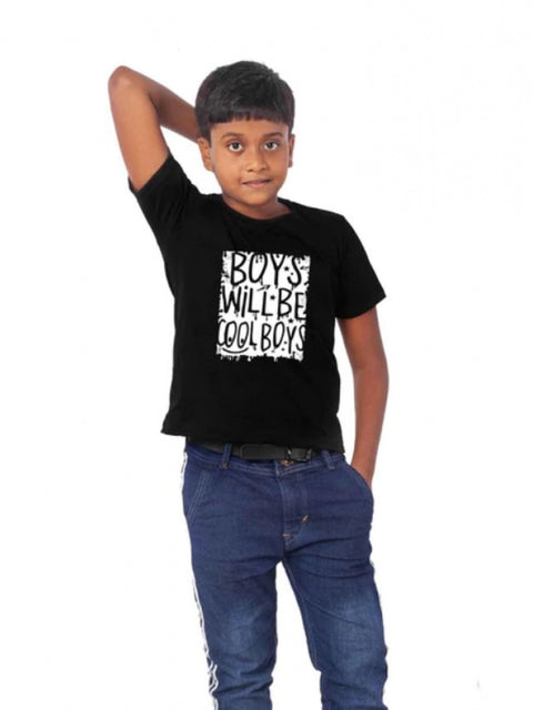 Generic Boys Cotton Will Be Cool Half Sleeve TShirt (Black)