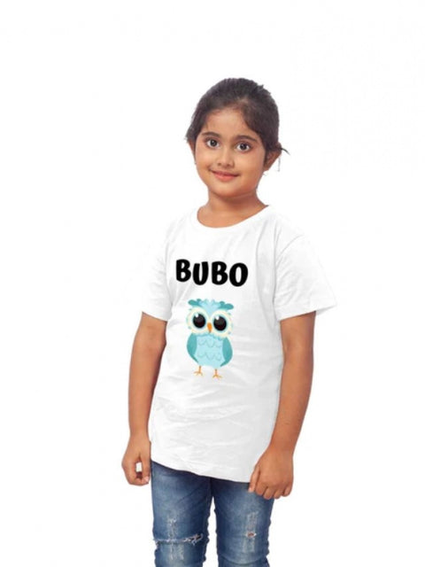 Generic Girls Cotton Bubo Half Sleeve TShirt (White)
