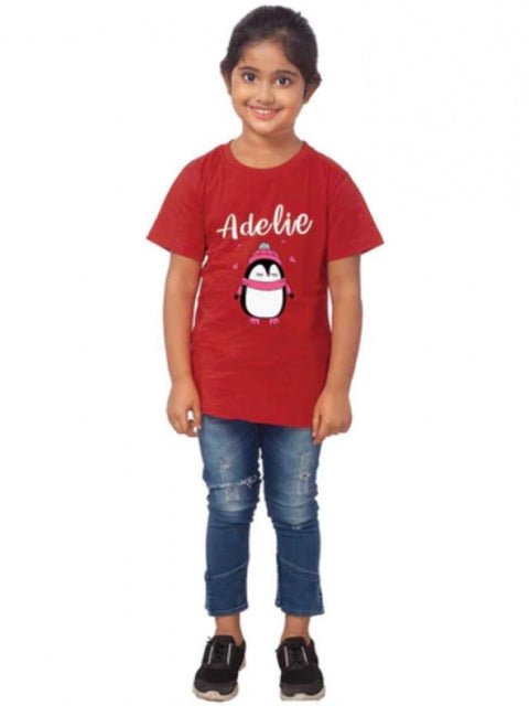 Generic Girls Cotton Adelie Half Sleeve TShirt (Maroon)